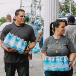 Cane Bay Partners volunteers distribute several thousand pounds of food, hundreds of LUCI solar lights and 6 pallets of water donated by St. Croix Foundation at Zion Christian Academy on Saturday, Nov. 11. Photo credit: Nicole Canegata http://nicolecanegata.com/