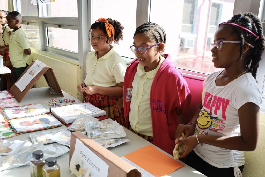 “Kidpreneurs on the Rise” students sharing details of the business they created.