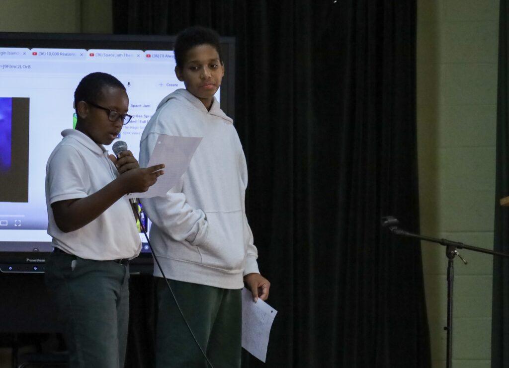 ”Upcycling with STEAM” students sharing how they upcycled to create fun STEAM projects.